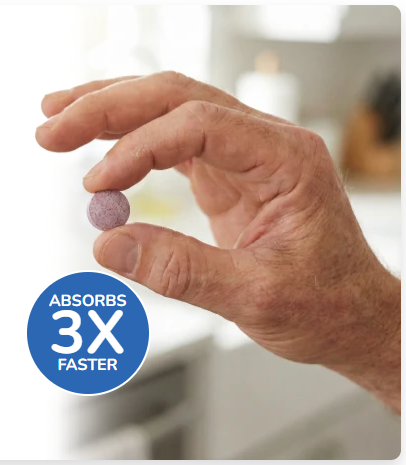 Hand holding a DentaBiome chewable tablet